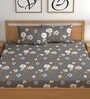 Grey 200 TC Floral Cotton Queen Double Bedsheet 2 Pillow covers