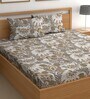 Grey 200 TC Floral Cotton Queen Double Bedsheet 2 Pillow covers