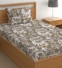 Grey 200 TC Floral Cotton Single Bedsheet Pillow covers
