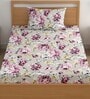 Grey 200 TC Floral Cotton Single Bedsheet Pillow covers