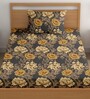 Grey 200 TC Floral Cotton Single Bedsheet Pillow covers