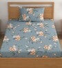 Grey 200 TC Floral Cotton Single Bedsheet Pillow covers
