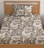 Grey 200 TC Floral Cotton Single Bedsheet Pillow covers
