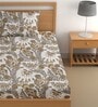 Grey 200 TC Floral Cotton Single Bedsheet Pillow covers