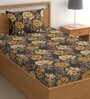 Grey 200 TC Floral Cotton Single Bedsheet Pillow covers