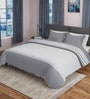 Grey Geometric 350 TC Polyester Double Bed Cover with 2 Pillow Covers