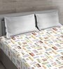 Grey Abstract 144 TC Cotton Queen Sized Bed Sheets with 2 Pillow Covers