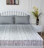 Grey Abstract 144 TC Cotton Queen Sized Bed Sheets with 2 Pillow Covers