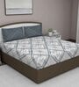 Grey Geometric 210 TC Cotton King Sized Bed Sheets with 2 Pillow Covers