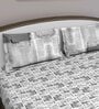 Grey Abstract 210 TC Cotton Queen Sized Bed Sheets with 2 Pillow Covers