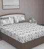 Grey Abstract 210 TC Cotton Queen Sized Bed Sheets with 2 Pillow Covers