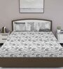 Grey Abstract 210 TC Cotton Queen Sized Bed Sheets with 2 Pillow Covers