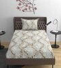 Grey Abstract 220 TC Cotton Blend Fitted Single Sized Bedsheet With 1 Pillow Cover