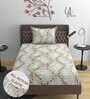Grey Abstract 220 TC Cotton Blend Fitted Single Sized Bedsheet With 1 Pillow Cover