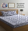 Grey Abstract 300 TC Cotton Blend Double King Sized Bedsheet With 2 Pillow Covers