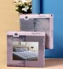 Grey Abstract 300 TC Cotton Blend Double King Sized Bedsheet With 2 Pillow Covers
