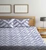 Grey Abstract 300 TC Cotton Blend Double King Sized Bedsheet With 2 Pillow Covers