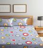 Grey Wildlife 300 TC Cotton Blend Double Queen Size Bedsheet With 2 Pillow Covers