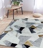 Grey Abstract Microfibre 5 ft X 7 ft Machine Made Carpet