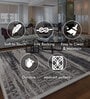 Grey Abstract Polyester 3 ft X 5 ft Machine Made Carpet