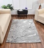 Grey Abstract Polyester 4 x 6 Feet Machine Made Carpet
