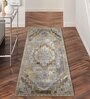 Grey Abstract Polyester 59x24 Inches Machine Made Floor Runner