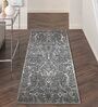 Grey Abstract Polyester 59x32 Inches Machine Made Floor Runner