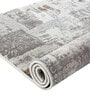 Grey Abstract Polyester 6 ft x 9 ft Machine Made Carpet