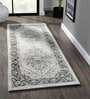 Grey Abstract Polypropylene 59x24 Inches Machine Made Floor Runner