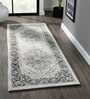 Grey Abstract Polypropylene 59x32 Inches Machine Made Floor Runner