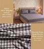 Grey Checkerd Polycotton Double King Fitted Bedsheet With 2 Frill Pillow Covers