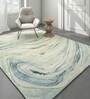 Grey Abstract Wool And Viscose 5 ft x 7 ft Hand Tufted Carpet