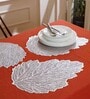 Silver Alyssa Leaf Shaped Textured PVC Dining Table Placemat