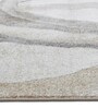 Grey and Beige Abstract Polypropylene 7 ft x 5 ft Machine Made Carpet