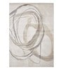 Grey and Beige Abstract Polypropylene 9 ft x 6 ft Machine Made Carpet