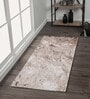 Grey and Orange Abstract Polypropylene 5 ft x 2.5 ft Machine Made Runner
