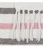 Grey And Pink Cotton And Chenille Stripped 49X60 Inches Throw