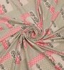Grey And Pink Floral 210 TC Cotton Queen Sized 1 Double Bedsheet 2 Pillow Covers