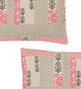 Grey And Pink Floral 210 TC Cotton Queen Sized 1 Double Bedsheet 2 Pillow Covers