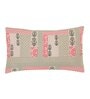 Grey And Pink Floral 210 TC Cotton Queen Sized 1 Double Bedsheet 2 Pillow Covers