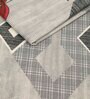 Grey And Red Abstract 210 TC Cotton Queen Sized 1 Double Bedsheet 2 Pillow Covers