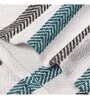 Grey And Teal Green Cotton And Chenille Stripped 49X60 Inches Throw