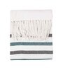 Grey And Teal Green Cotton And Chenille Stripped 49X60 Inches Throw
