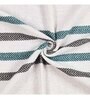 Grey And Teal Green Cotton And Chenille Stripped 49X60 Inches Throw