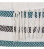 Grey And Teal Green Cotton And Chenille Stripped 49X60 Inches Throw