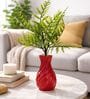 Green Artificial Plants with Red Pot