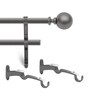 Grey Ball Iron Expandable 1 Curtain Rod with Accessories ( 36 to 66 Inches)