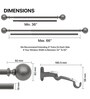 Grey Ball Iron Expandable 1 Curtain Rod with Accessories ( 36 to 66 Inches)