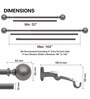 Grey Ball Iron Expandable 1 Curtain Rod with Accessories ( 52 to 144 Inches)
