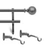 Grey Ball Iron Expandable 1 Curtain Rod with Accessories ( 52 to 144 Inches)